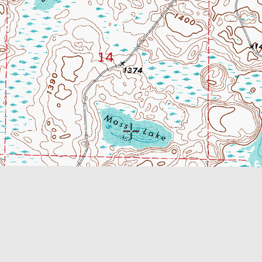 Topographic Map of Moss Lake, MN
