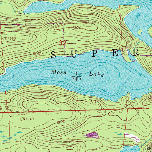 Topographic Map of Moss Lake, MN
