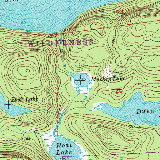 Topographic Map of Mucker Lake, MN