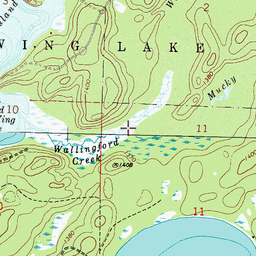 Topographic Map of Mucky Creek, MN
