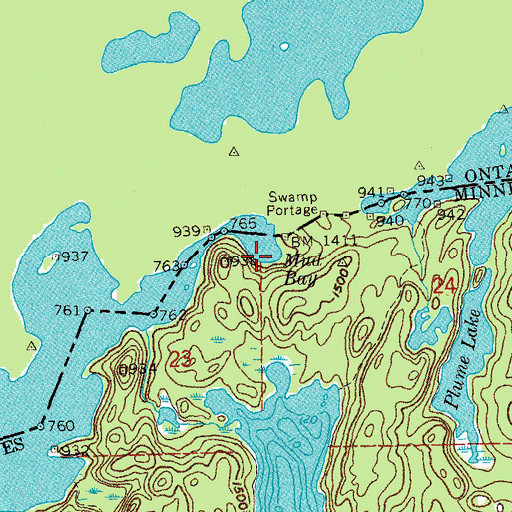 Topographic Map of Mud Bay, MN