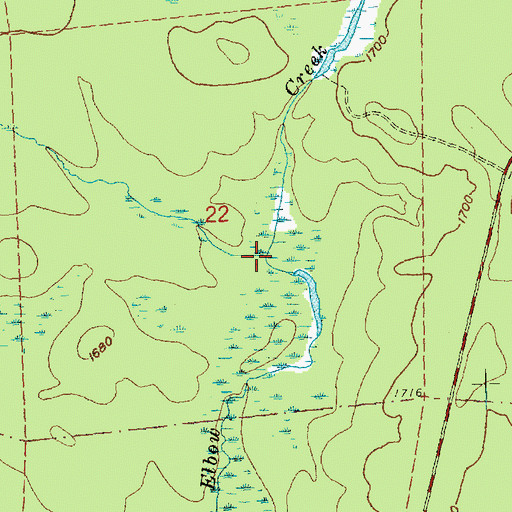 Topographic Map of Mud Creek, MN