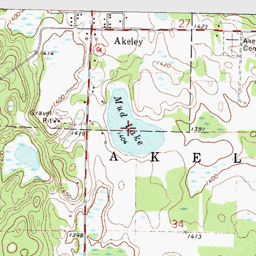 Topographic Map of Mud Lake, MN