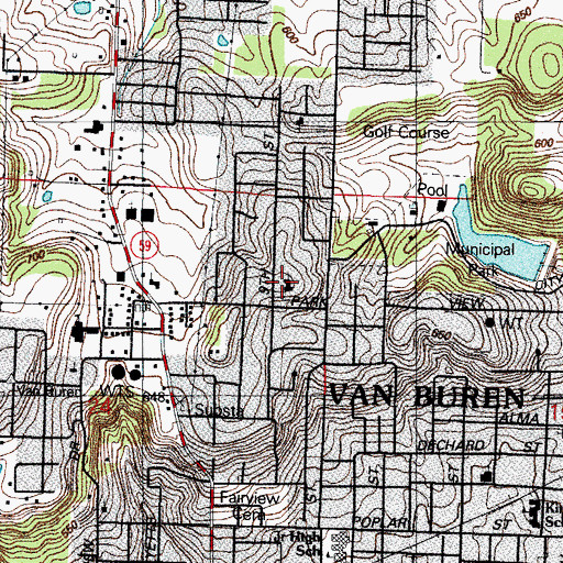 Topographic Map of Trinity Episcopal Church, AR