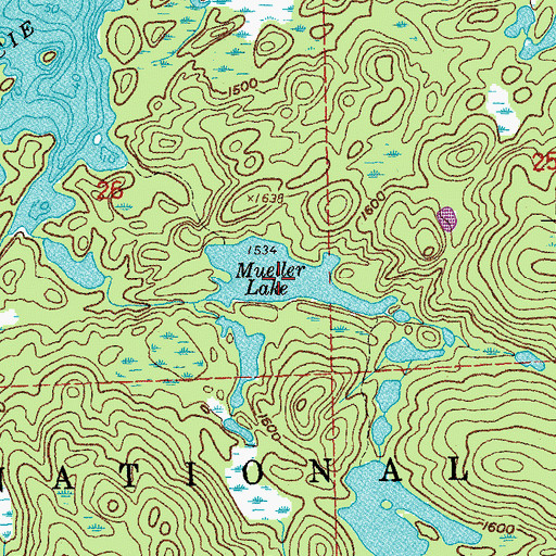 Topographic Map of Mueller Lake, MN