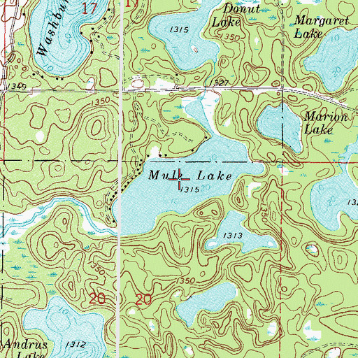 Topographic Map of Mule Lake, MN