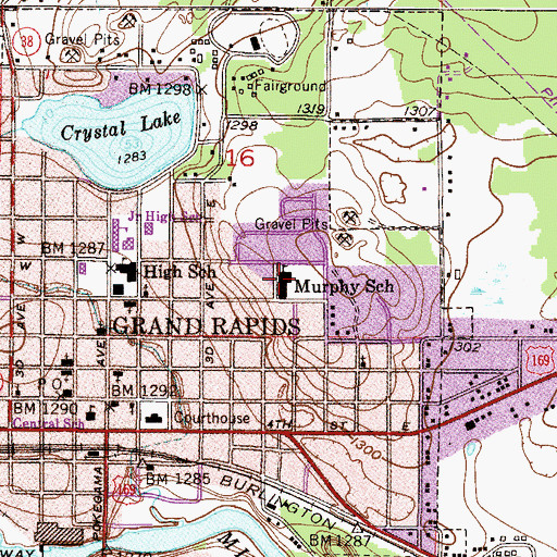 Topographic Map of Murphy Elementary School, MN