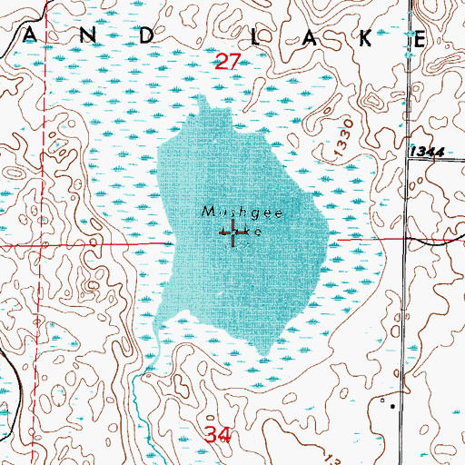 Topographic Map of Mushgee Lake, MN