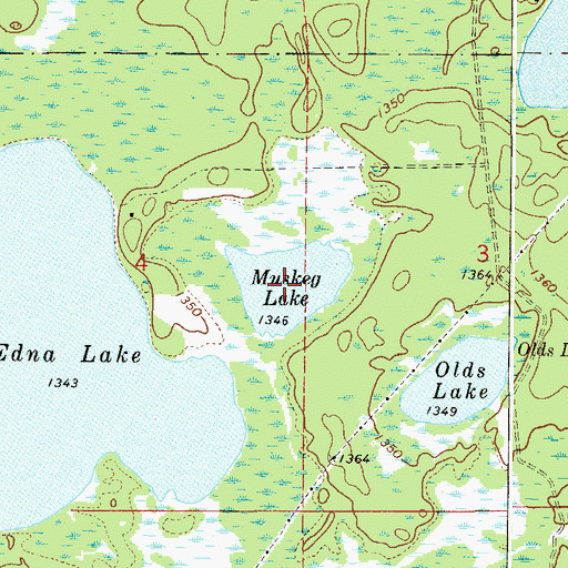 Topographic Map of Muskeg Lake, MN