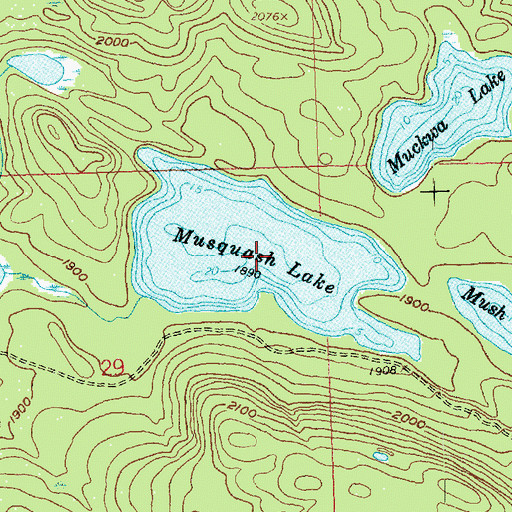 Topographic Map of Musquash Lake, MN