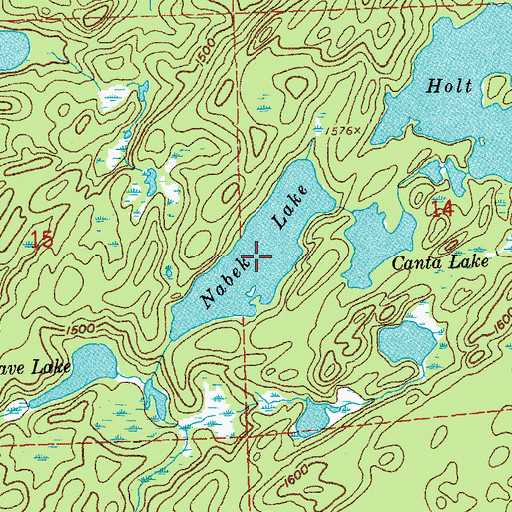 Topographic Map of Nabek Lake, MN