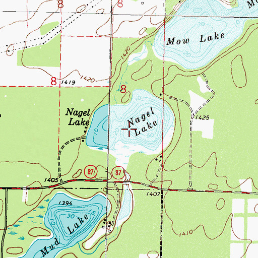 Topographic Map of Nagel Lake, MN
