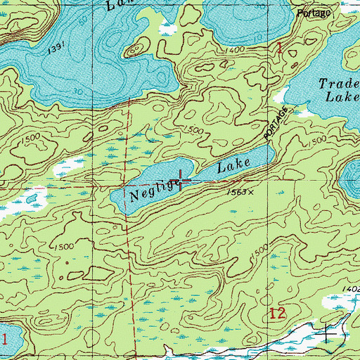 Topographic Map of Neglige Lake, MN
