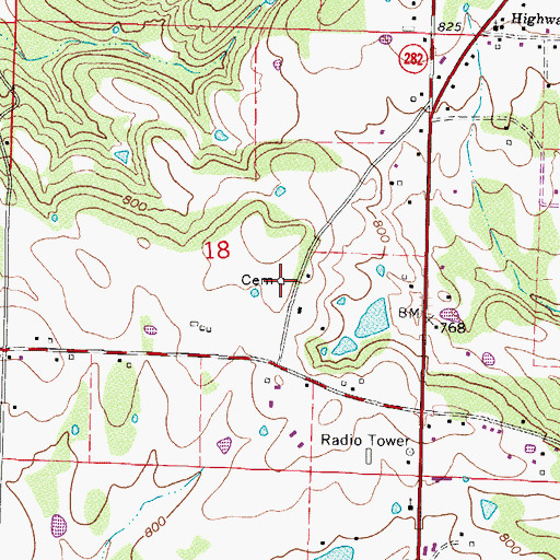 Topographic Map of Wynn Graveyard, AR