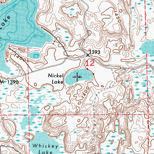 Topographic Map of Nickel Lake, MN