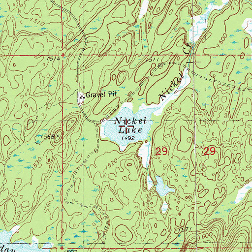 Topographic Map of Nickel Lake, MN