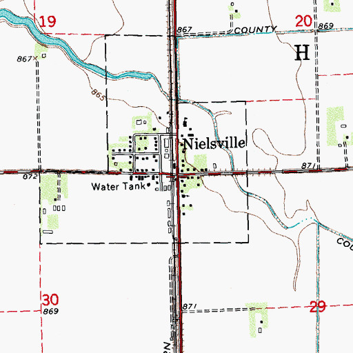 Topographic Map of Nielsville, MN