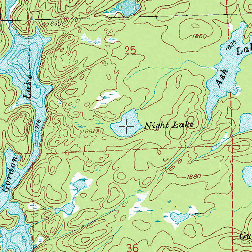 Topographic Map of Night Lake, MN
