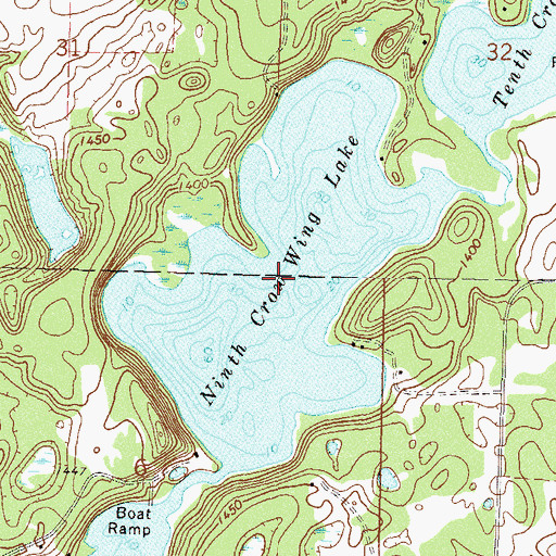 Topographic Map of Ninth Crow Wing Lake, MN