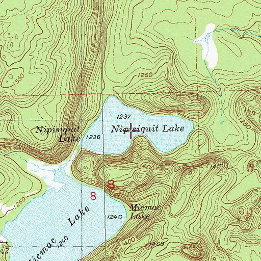 Topographic Map of Nipisiquit Lake, MN