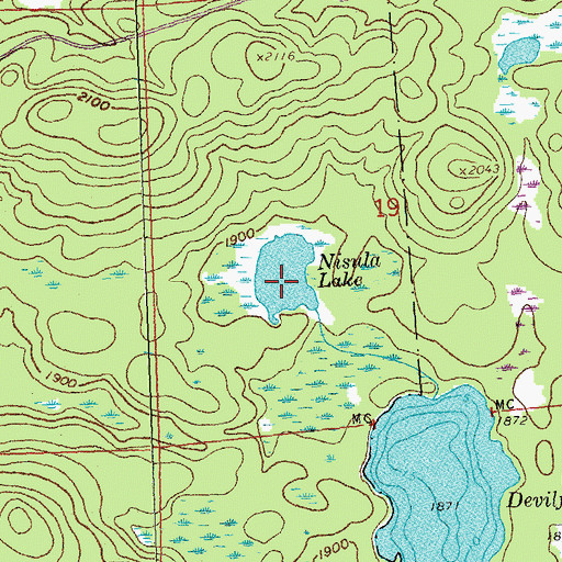 Topographic Map of Nisula Lake, MN