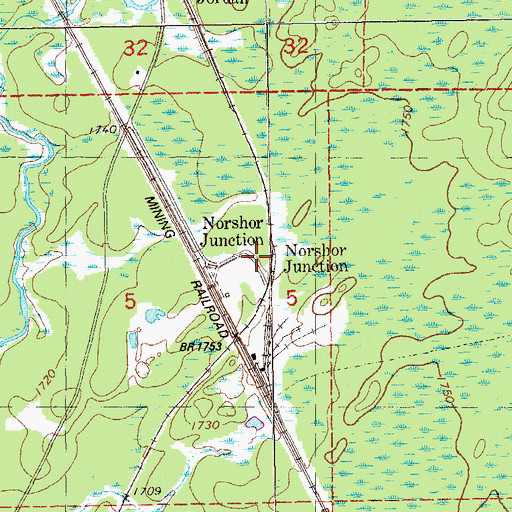 Topographic Map of Norshor Junction, MN