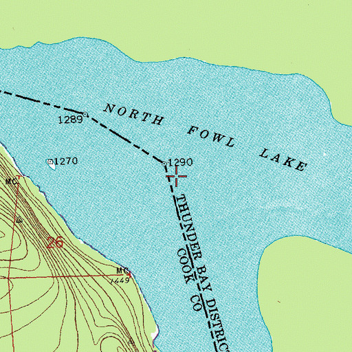 Topographic Map of North Fowl Lake, MN