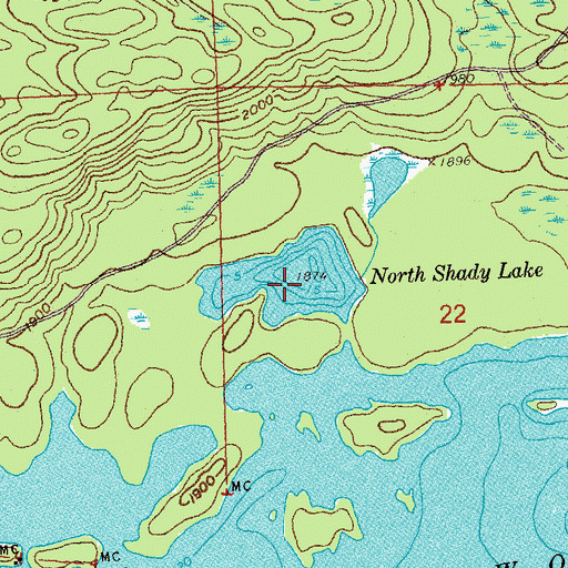 Topographic Map of North Shady Lake, MN