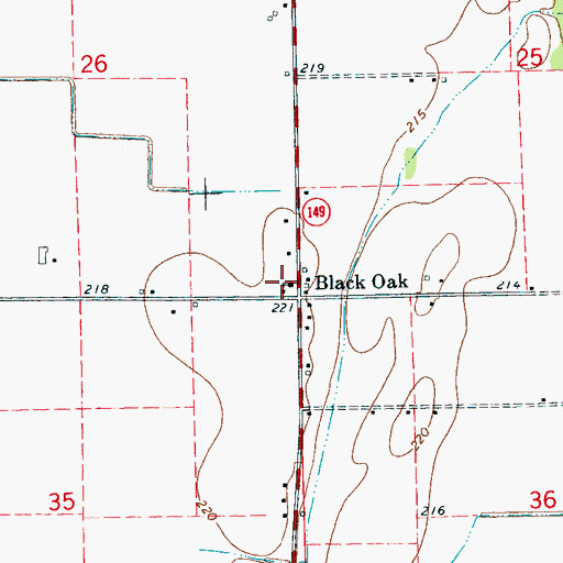 Topographic Map of Black Oak Baptist Church, AR