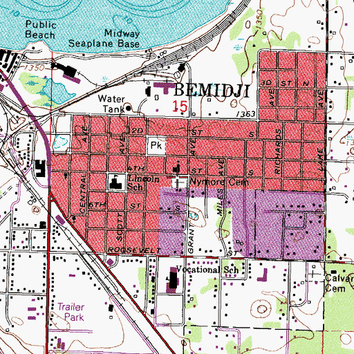 Topographic Map of Nymore Cemetery, MN
