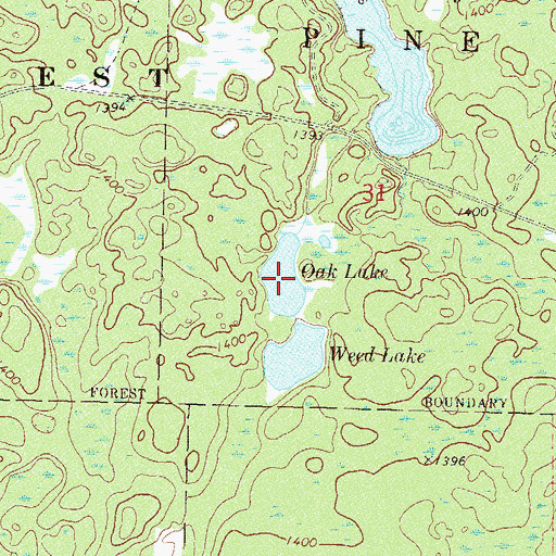 Topographic Map of Oak Lake, MN