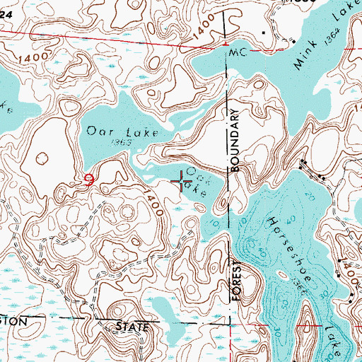 Topographic Map of Oak Lake, MN
