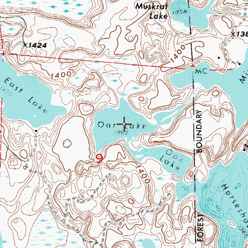 Topographic Map of Oar Lake, MN
