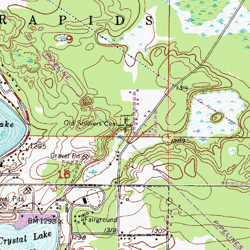 Topographic Map of Old Soldiers Cemetery, MN