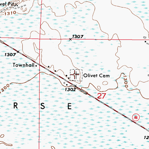 Topographic Map of Olivet Cemetery, MN