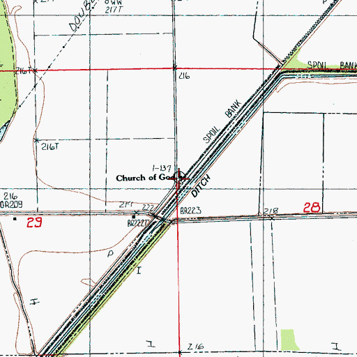 Topographic Map of Church of God, AR