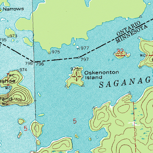 Topographic Map of Oskenonton Island, MN