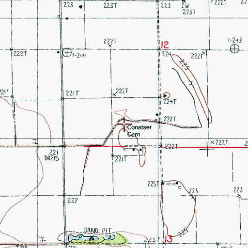 Topographic Map of Conaster Cemetery, AR