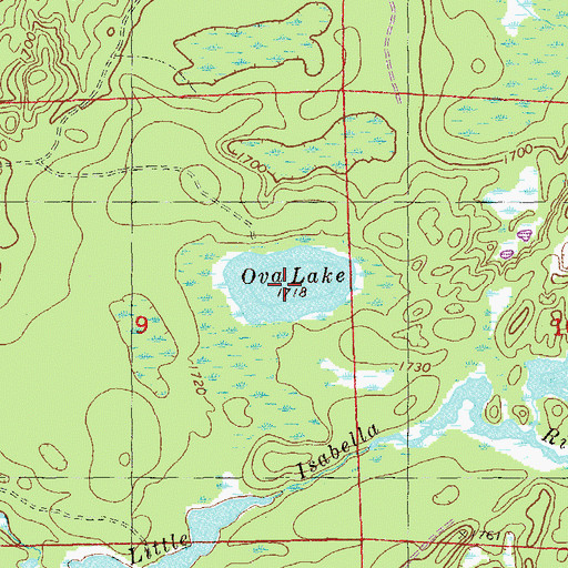 Topographic Map of Ova Lake, MN