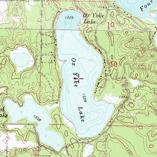Topographic Map of Ox Yoke Lake, MN