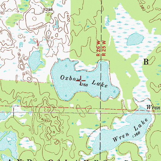 Topographic Map of Oxbow Lake, MN