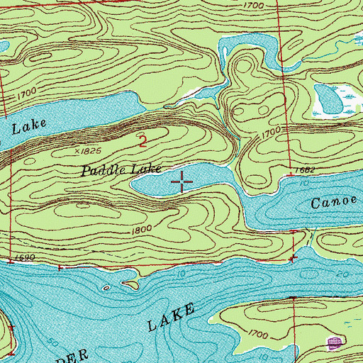 Topographic Map of Paddle Lake, MN