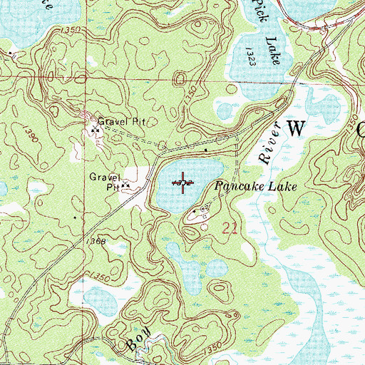 Topographic Map of Pancake Lake, MN