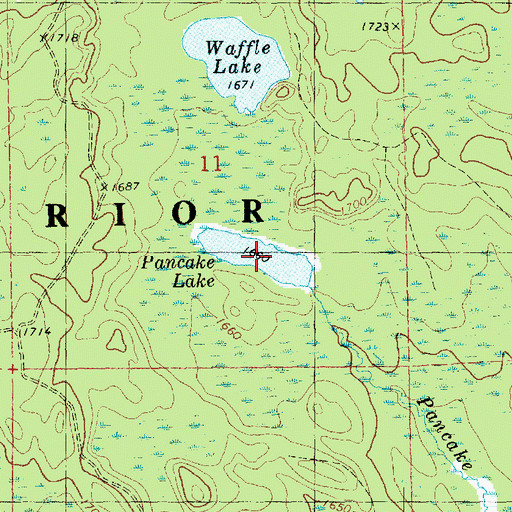 Topographic Map of Pancake Lake, MN