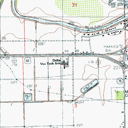 Topographic Map of Delta Vocational Technical School, AR