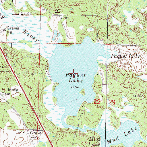 Topographic Map of Paquet Lake, MN
