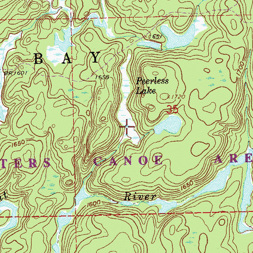 Topographic Map of Peerless Lake, MN