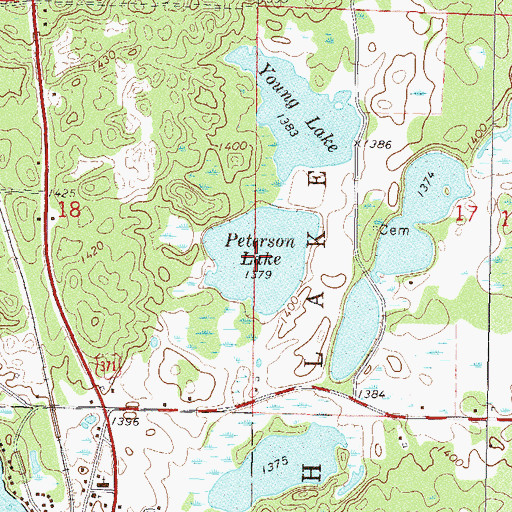 Topographic Map of Peterson Lake, MN