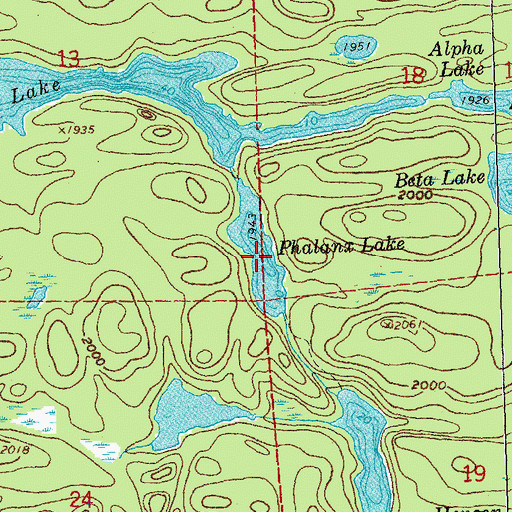 Topographic Map of Phalanx Lake, MN