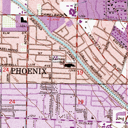 Topographic Map of Kachina School, AZ